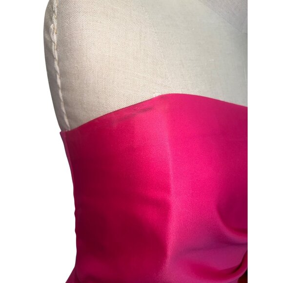 Urban Girl Nites Strapless Pink Satin A-Line Gown With Ruched Bodice Side Drape - Picture 10 of 11